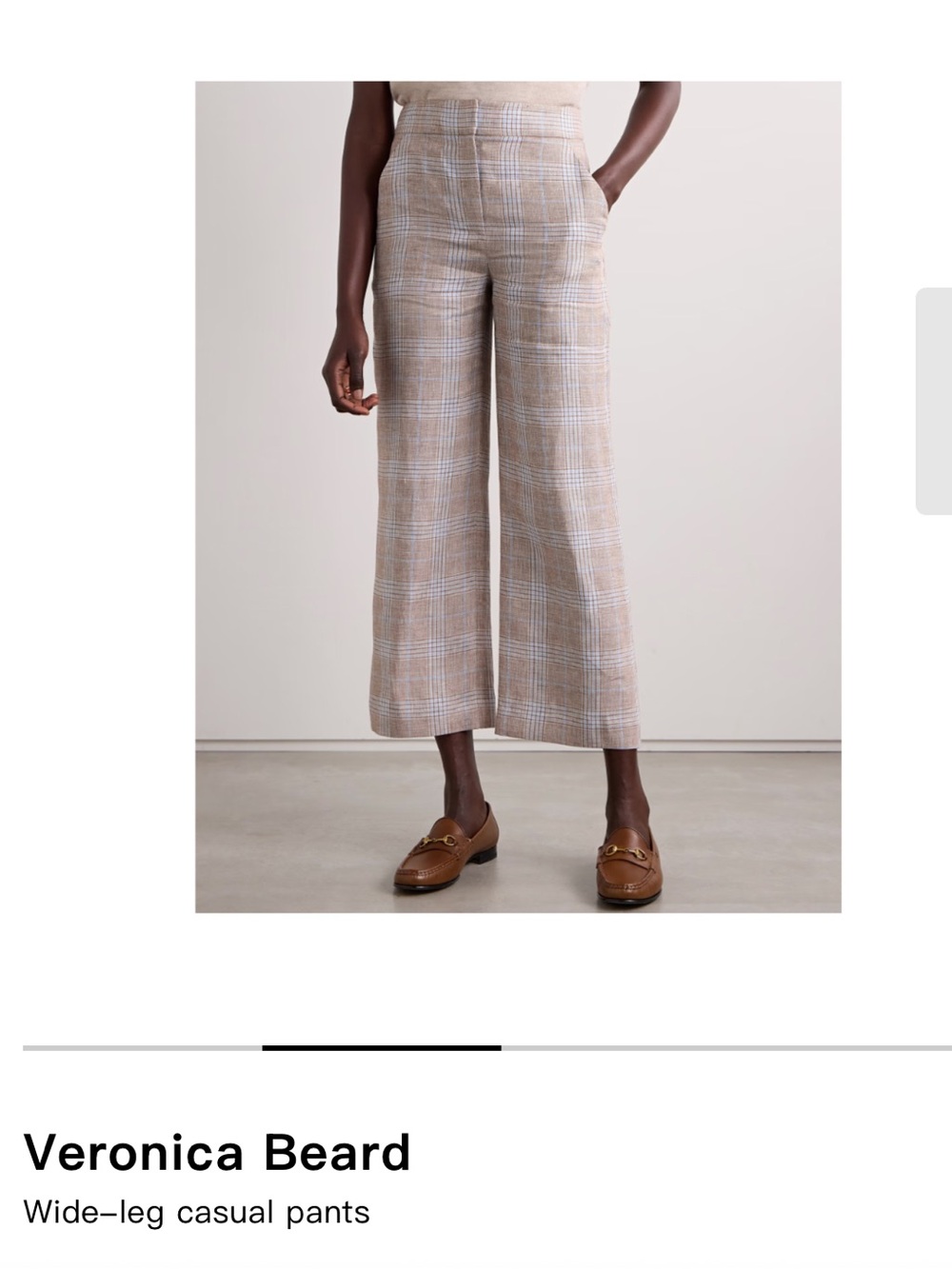 Veronica Beard Tan Plaid Wide-Leg Pants